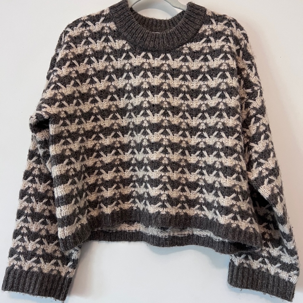 Madewell Brown and Tan cropped chunky Knit Sweater